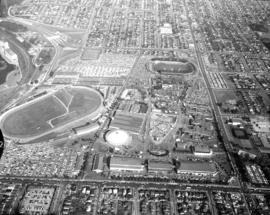 Aerial view of P.N.E. grounds and surrounding area