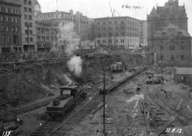 [Construction progress photograph of the third CPR station site excavation]