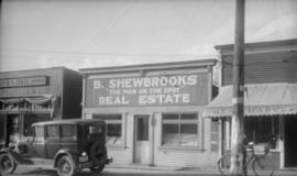 Storefront of B. Shewbrooks "The Man on the Spot" Real Estate, Insurance, Architect