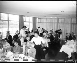 P.N.E. directors, Miss P.N.E. contestants, and guests at tea party