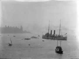 [H.M.S. "Rainbow" in Vancouver harbour to watch over the "Komagata Maru"]