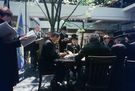 Reenactment of Vancouver's first City Council meeting at 12 Water Street