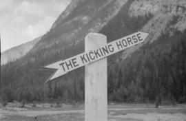 Directional sign for the Kicking Horse