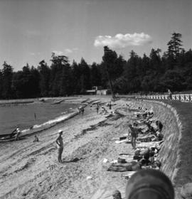 View of sunbathers on Second Beach