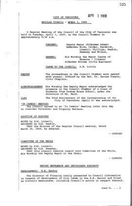 Council Meeting Minutes : Apr. 1, 1969