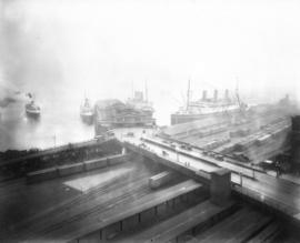 [View of C.P.R. Pier "D" from the roof of the Post Office]