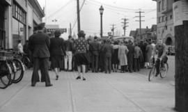 [Boeing workers outside the Boeing Aircraft of Canada, Ltd. plant after being locked out by compa...