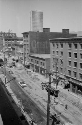 Water Street [Aerial view of construction]