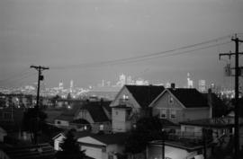 View of Vancouver skyline and residential area