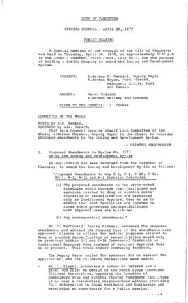 Special Council Meeting Minutes : Apr. 26, 1979