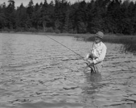 Shell Oil Co. - Super Shell campaign for J. Walker Thompson Co. [Man standing in the water fishing]