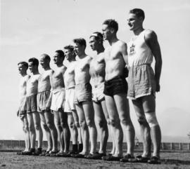 [Group portrait of police track team]