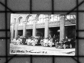 Fire station #2, with three 1908 engines and chief's car