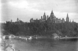 [View of the Library and Parliament Buildings from across the Ottawa River]