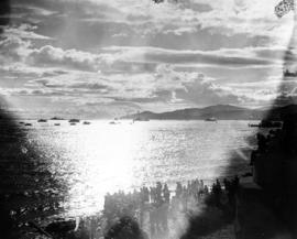 [A view from the north side of the First Narrows of the flotilla escorting King George VI and Que...