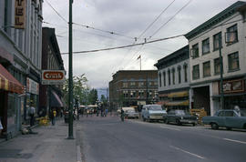 [View north down Carrall Street to the intersection with Water Street and Powell Street]