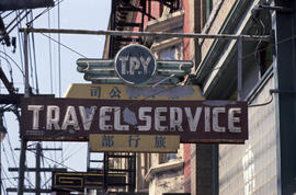 [Sign for T.P.Y. Travel Service at 71 East Pender Street]