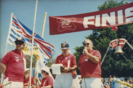 Award presentation at finish line