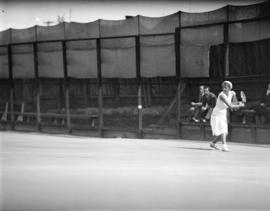 [Tennis court game at City tournament, B.C.E. courts]