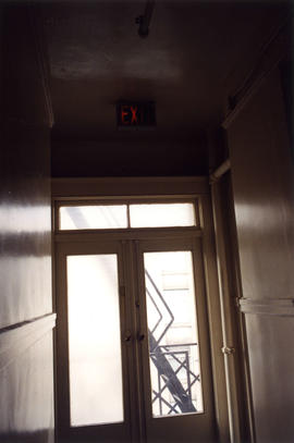 Exit doors inside Columbia Hotel at 303 Columbia Street