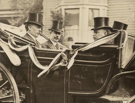 Mayor Taylor, George H. Cowan, M.P. and others on their way to the memorial service of King Edwar...