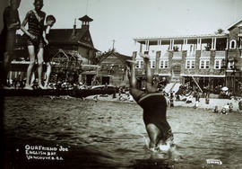 Joe Fortes, lifeguard [diving into water at English Bay]