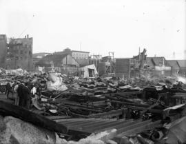 Crowd at the site of Champion and White warehouse (935-941 Main Street) after destroyed by fire