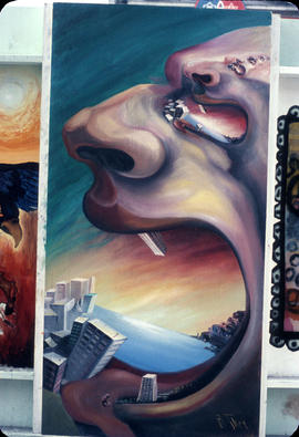 Murals on boarding around the Vancouver Art Gallery building and site