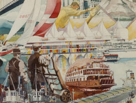 Close up of Maritime Museum Mural by Frank Lewis