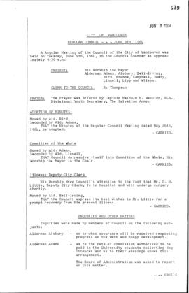 Council meeting minutes, Vol. 86 : June 9, 1964