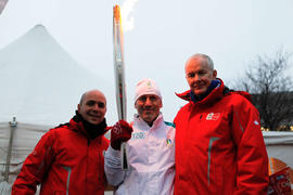 Day 35 Torchbearer 120 Rocco Lofano with Vanoc CEO John Furlong and Coca-Cola Olympic Torch Relay...