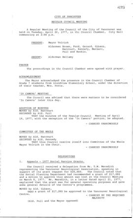 Council Meeting Minutes : Apr. 26, 1977