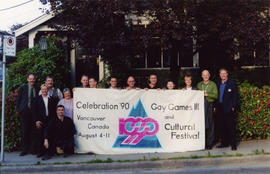 Federation of Gay Games founders with Celebration '90 banner