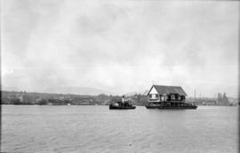 [Baptist Church on a barge on the Fraser River]