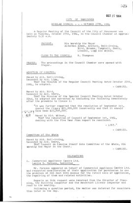 Council meeting minutes, Vol. 87 : Oct. 27 & 29, 1964