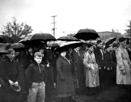 [Dedication of the foremast of the H.M.C.S. "Vancouver" at Kitsilano Beach]
