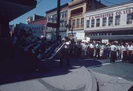 Protest at the Chinese Benevolent Association building, Pender Street