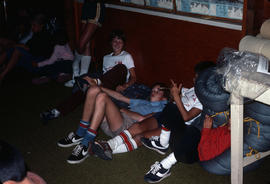 Boys inside room [cabin?] at Camp Capilano