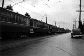 Line-up of streetcars