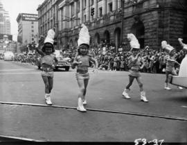 Young majorettes in 1953 P.N.E. Opening Day Parade