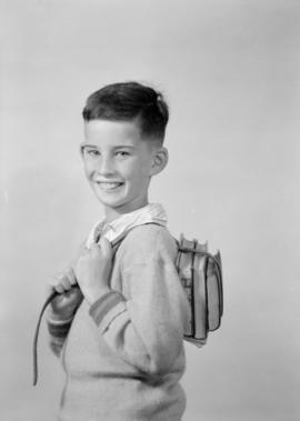 Hudson's Bay Co. Advertising - Photo of boys [Portrait of a boy carrying a backpack]