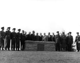 Group of men at unveiling of Memorial at Ferguson Point