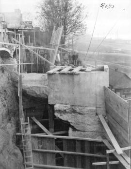 [Construction progress photograph of the CPR Burrard St. bridge]