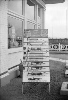 Marshall Wells Ltd. - Sign board at service station, Georgia & Beatty St.