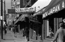 Robson Street sidewalk and storefronts