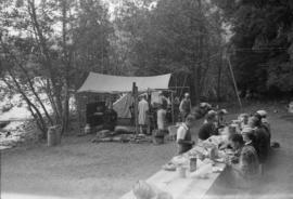 Sharing a meal at the camp