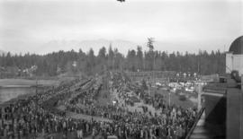 King George Service [view of memorial procession along causeway into Stanley Park]