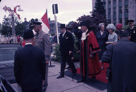 Vaniers' Visit; Leaving the City Hall - Vanier and Rathie.