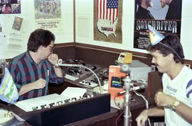 Two men in audio recording studio