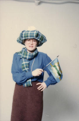 Doreen Maruska models Centennial tartan merchandise